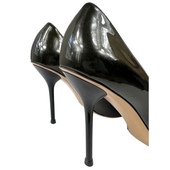 GUCCI Green Patent Leather Hollywood Horsebit Peep Toe Pumps Size 7.5 - Picture 7 of 12